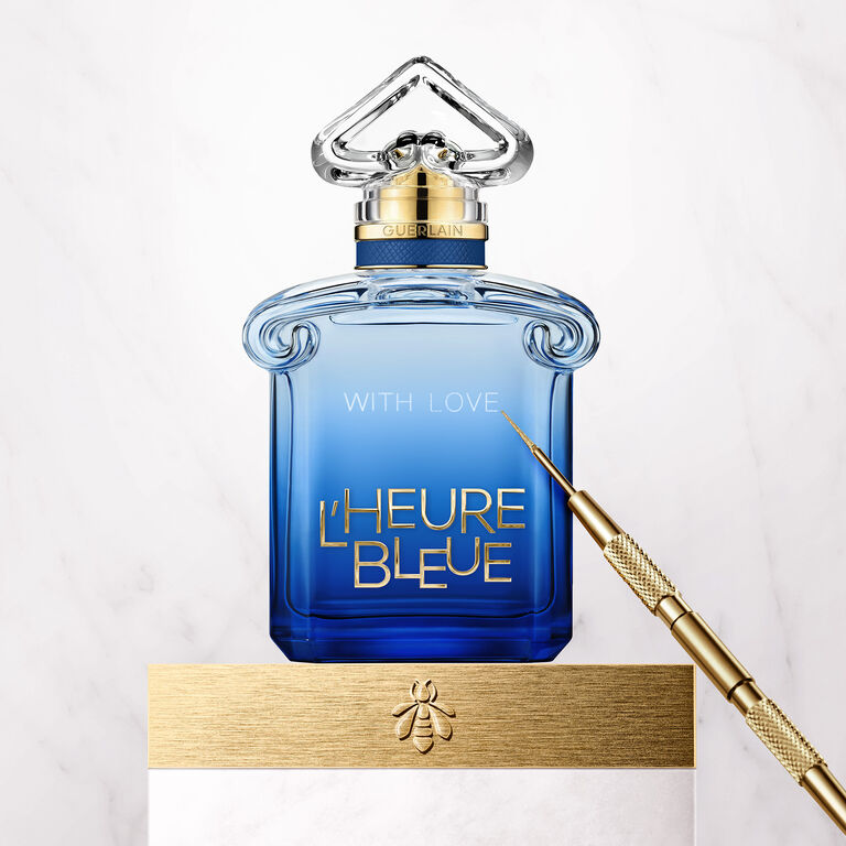The new L'Heure Bleue bottle with an engravement